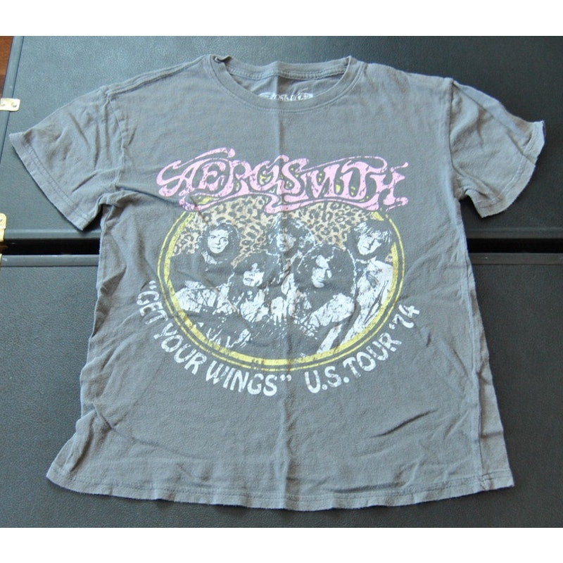 Aerosmith Get your Wings US Tour 74' Small Gray Short Sheeve Shirt