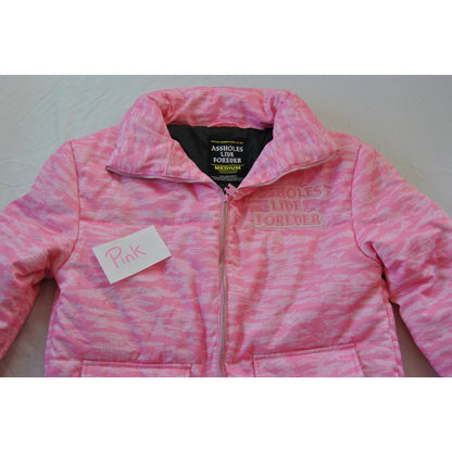 A**holes Live Forever Pink Medium Winter Full Zip Up Jacket