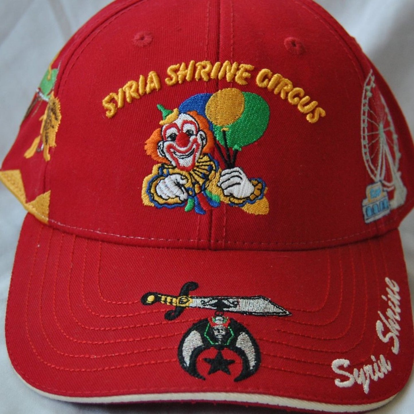 Syria Shrine Circus Vintage Red Embroidered Hat w/ Adjustable Strap