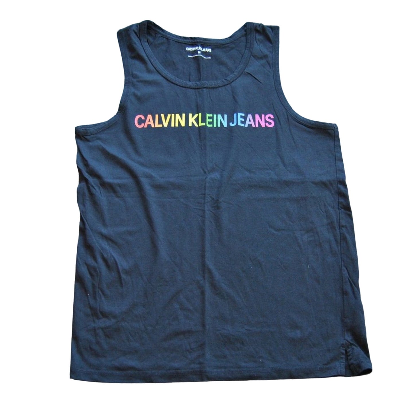 Calvin Klein Medium Black Tank Top w/ Rainbow Logo on Front