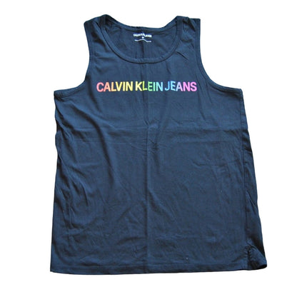 Calvin Klein Medium Black Tank Top w/ Rainbow Logo on Front