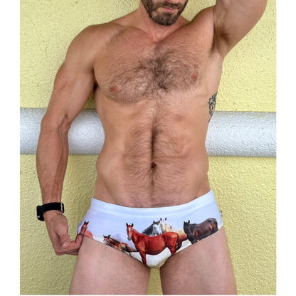 Marcuse Wild Horse Design Swim Brief Size: Medium