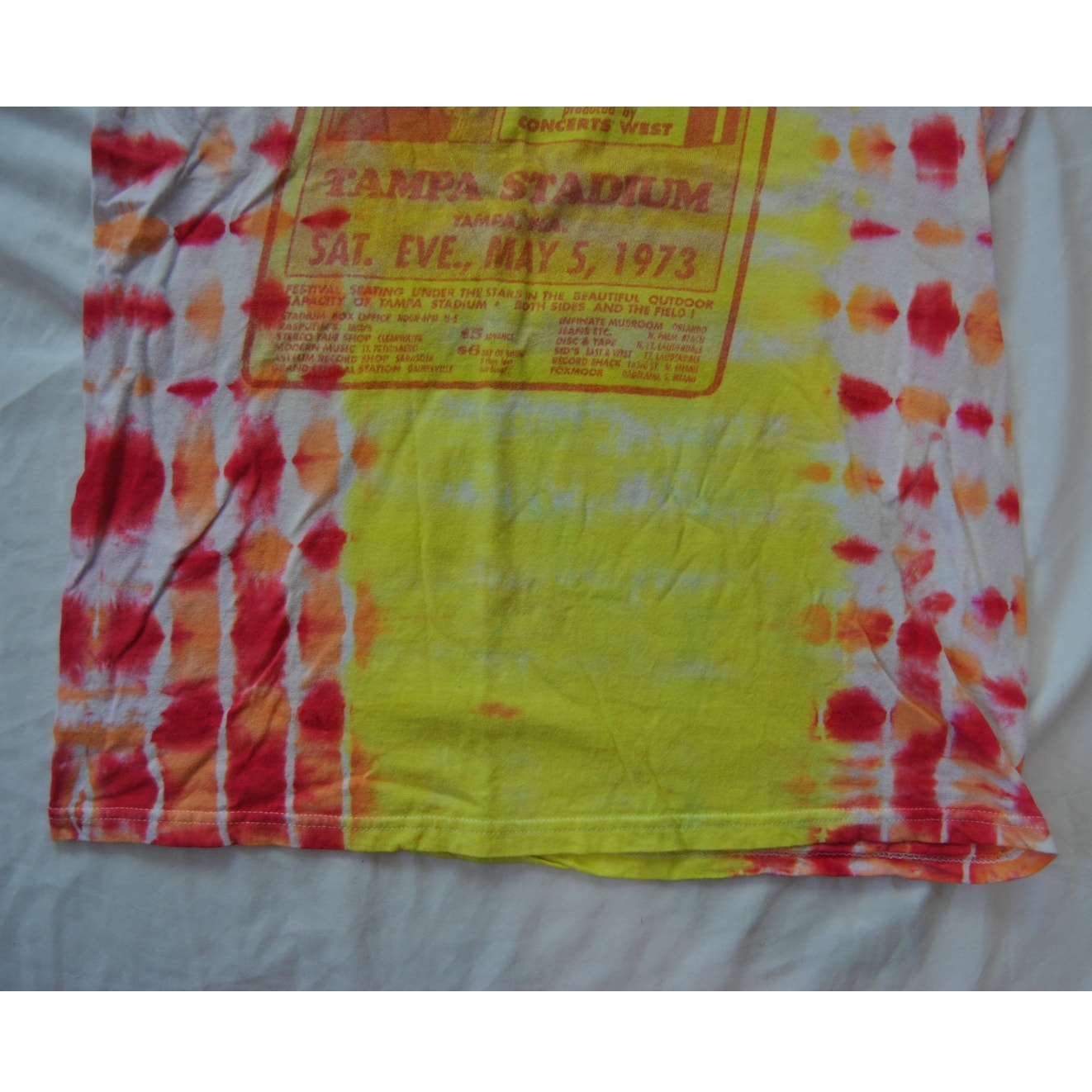 Led  Zeppelin Tie Dye Yellow Red & Orange Short Sleeve Shirt Medium