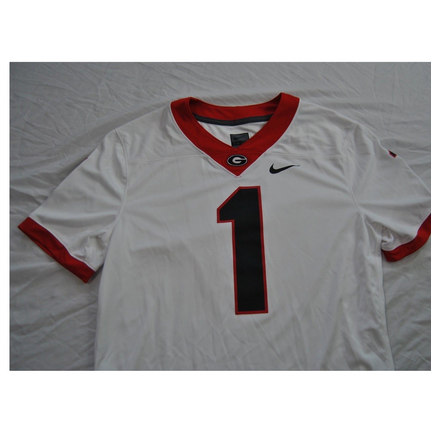 Georgia Bulldogs Team Jersey #1 White and Red Medium