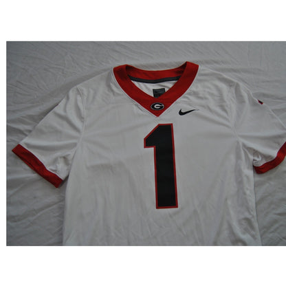 Georgia Bulldogs Team Jersey #1 White and Red Medium