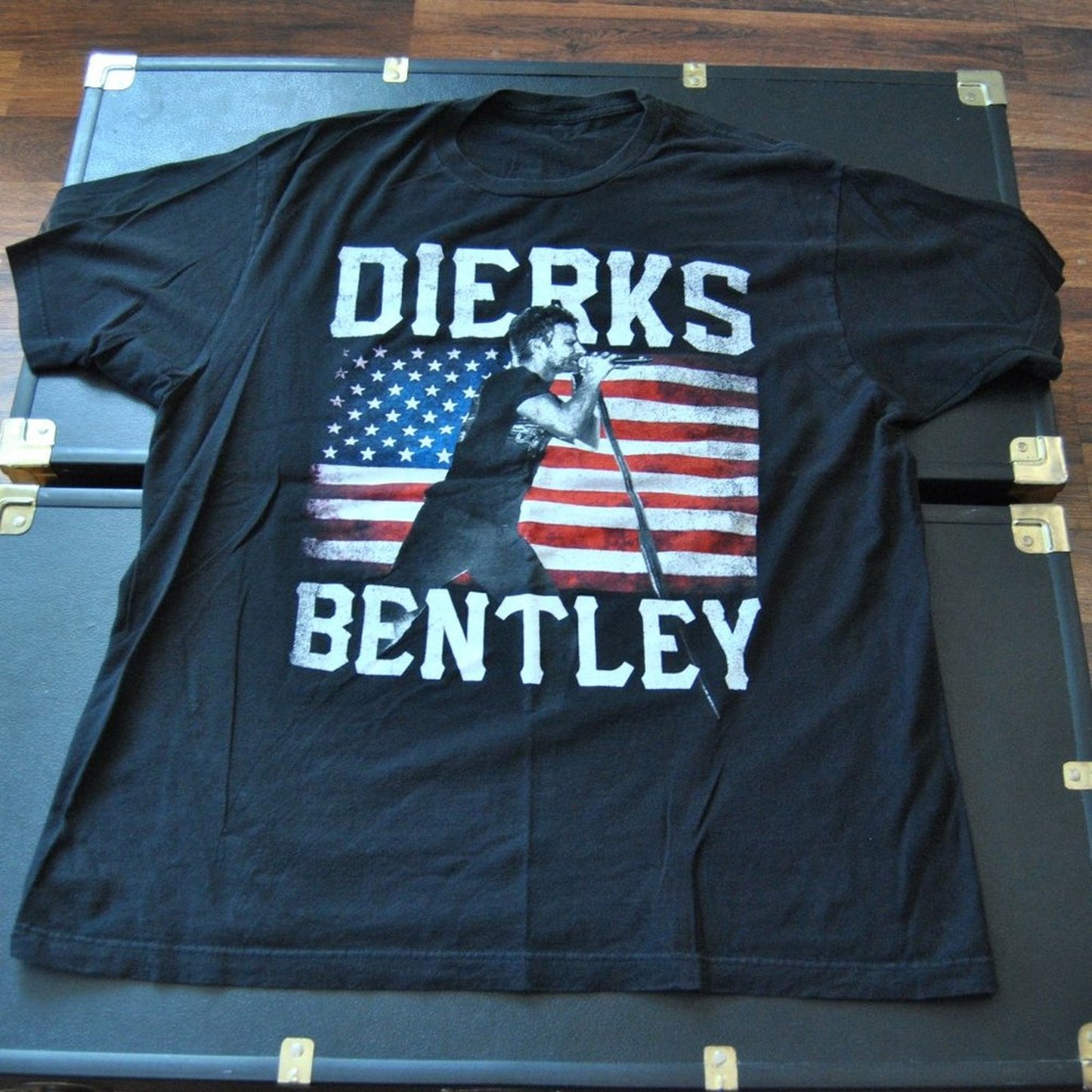Dierks Bentley American Flag Tour Large Black Short Sleeve Shirt (No Tag)