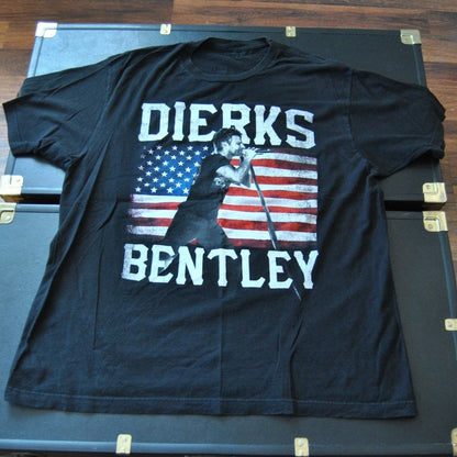 Dierks Bentley American Flag Tour Large Black Short Sleeve Shirt (No Tag)