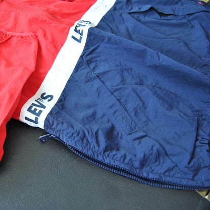 Levi Strauss & Co. Small Red White & Blue Hooded Quarter Zip Windbreaker Jacket