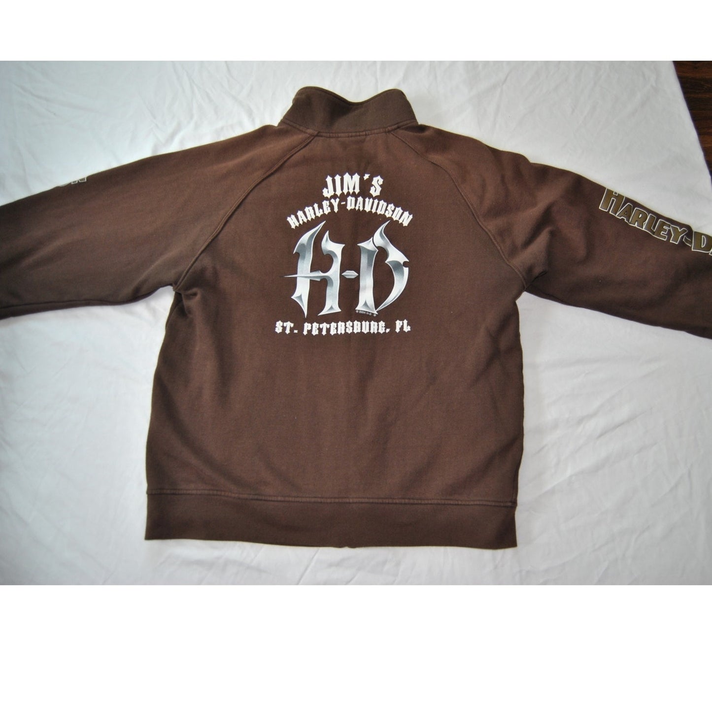Harley Davidson St. Petersburg, FL Brown Large Full Zip Up Sweater