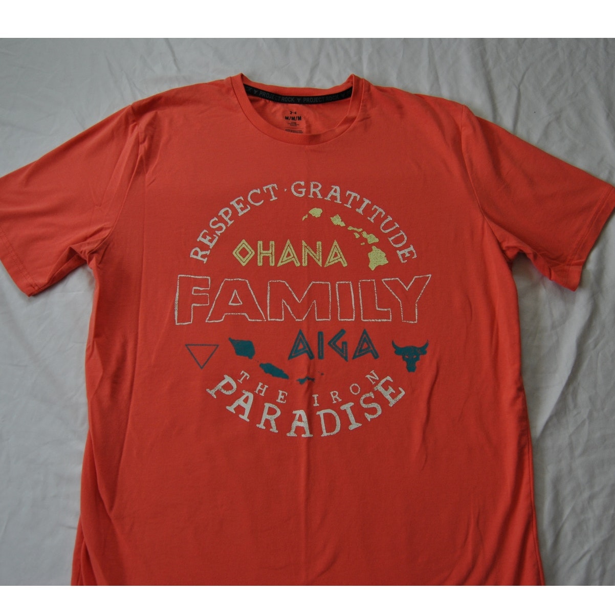 Project Rock Medium Orange Ohana Short Sleeve Shirt