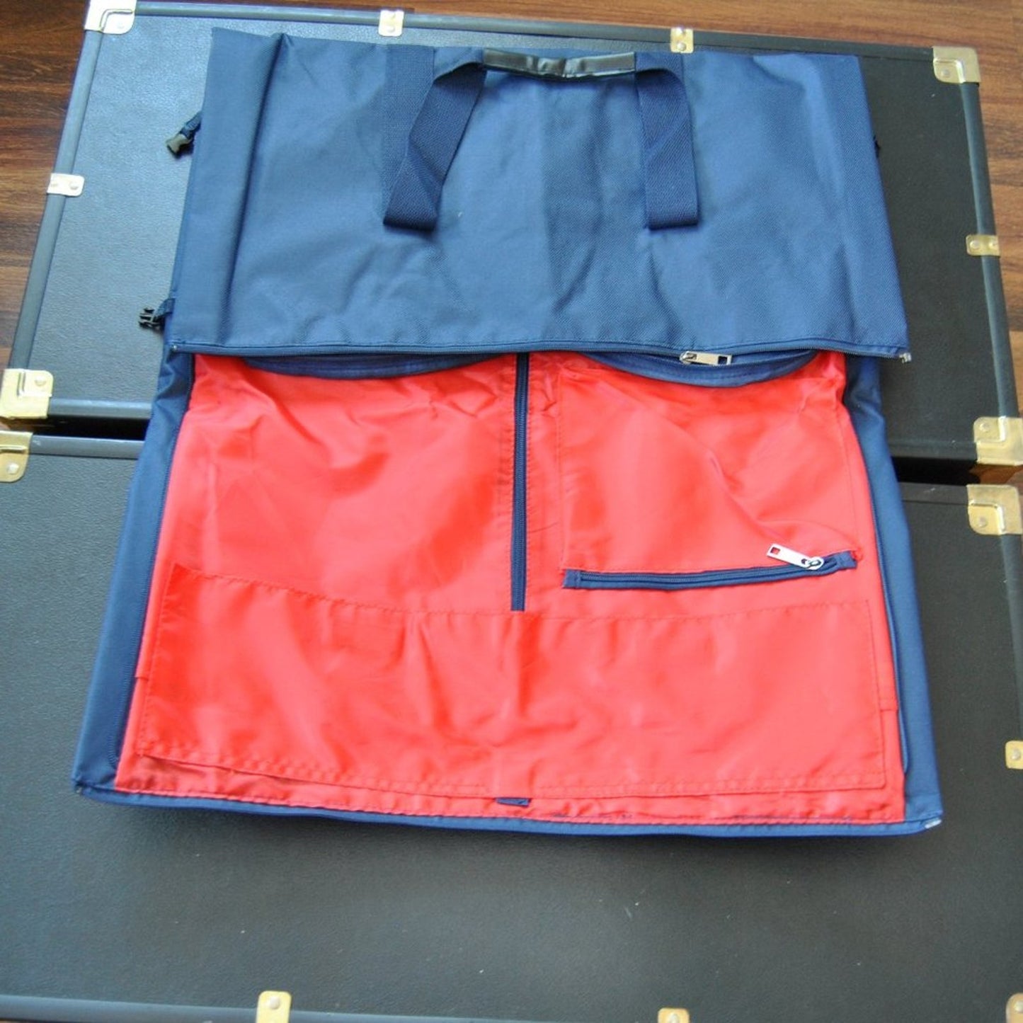 First Class Travel Duffle Bag Blue and Red