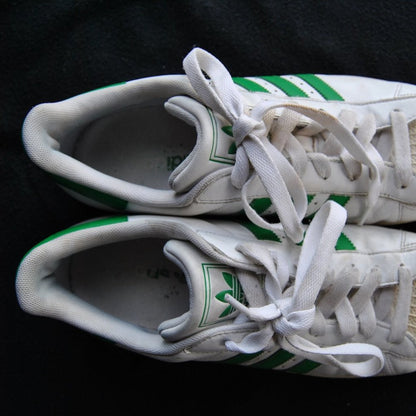 Adidas Superstar White w/ Green Stripes & Logo Size: 11 Men's