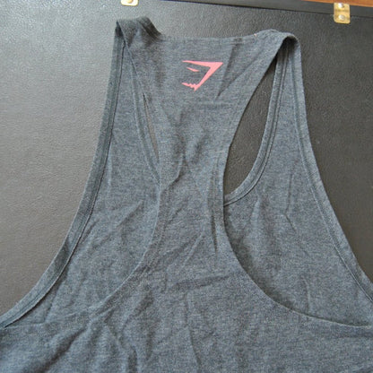 Gymshark Medium Gray w/ Pink Logo Razorback Tank Top