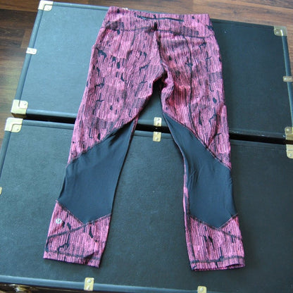Lululemon Leggings with Pockets Pink and Black Size 6