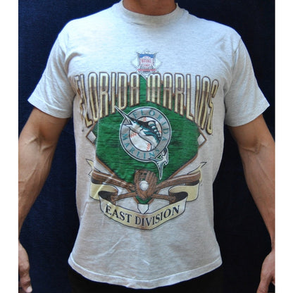 Florida Marlins East Division Large Gray Short Sleeve Shirt