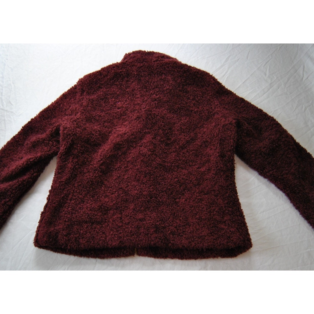 Pendleton Burgundy Pile Sherpa Fleece Flannel Wool Full Zip Jacket Medium