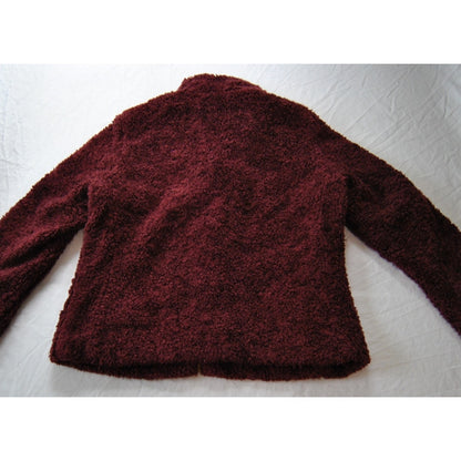 Pendleton Burgundy Pile Sherpa Fleece Flannel Wool Full Zip Jacket Medium