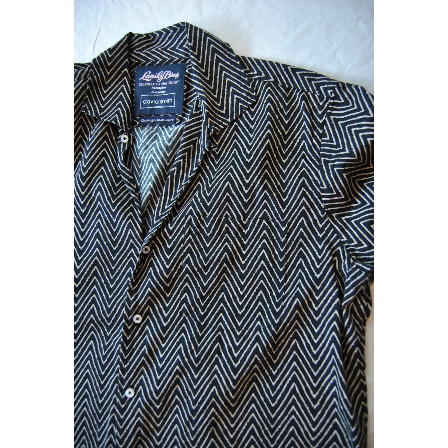 Lansky Bros Shirt Large Black Jungle Room Elvis Presley David Smith