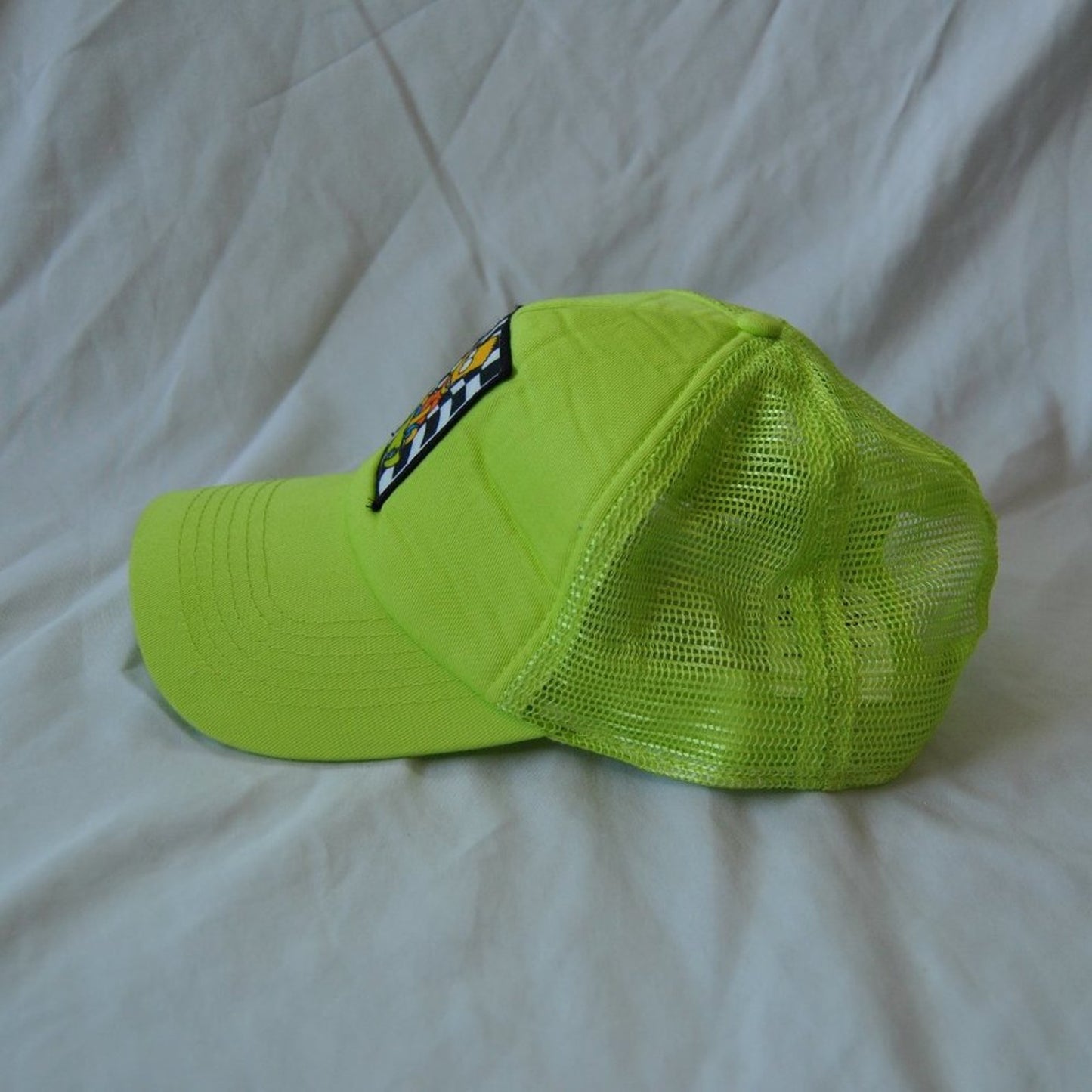 Bart Simpson Skateboarding Patch Neon Green/Yellow Snapback Trucker Hat