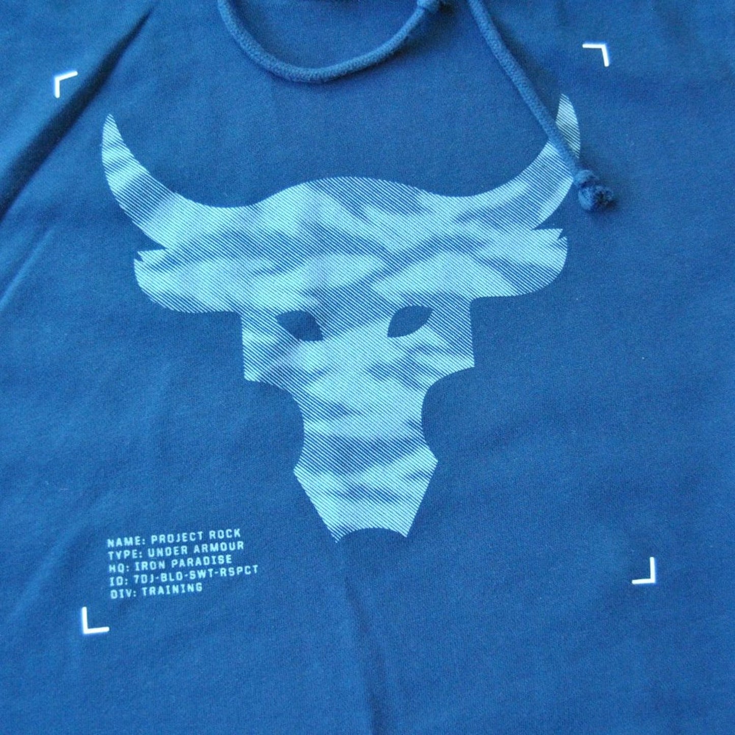 Project Rock's Brahma Bull Medium Blue Short Sleeve Hoodie