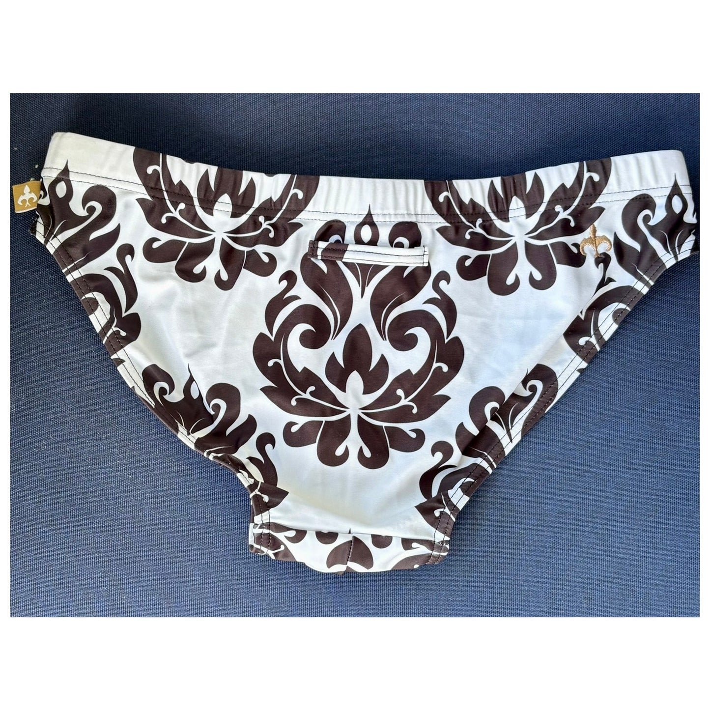 Marcuse White and Black Classy Pattern Swim Brief Size: Medium