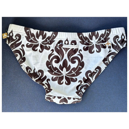 Marcuse White and Black Classy Pattern Swim Brief Size: Medium