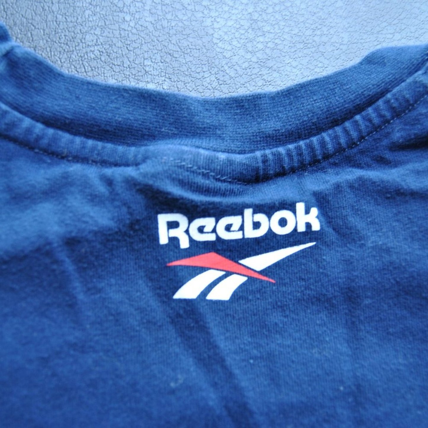Reebok Classic Small Red White & Navy Blue Short Sleeve Crop Top