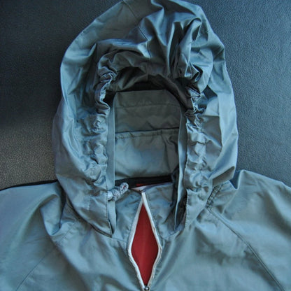 Large Vintage Nike Rain Jacket with Hideaway Hoodie Gray Red