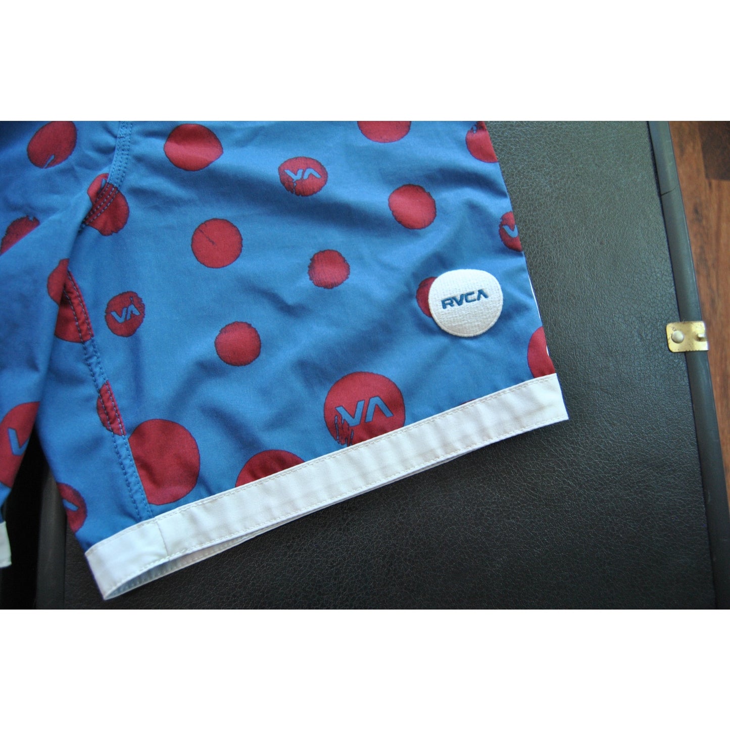 RVCA Shorts 29" Blue with Red Dots Board Shorts w/ Back Pocket