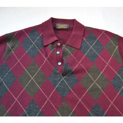 Brooks Brothers Maroon Diamond Plaid Polo Long Sleeve Sweater X-Large