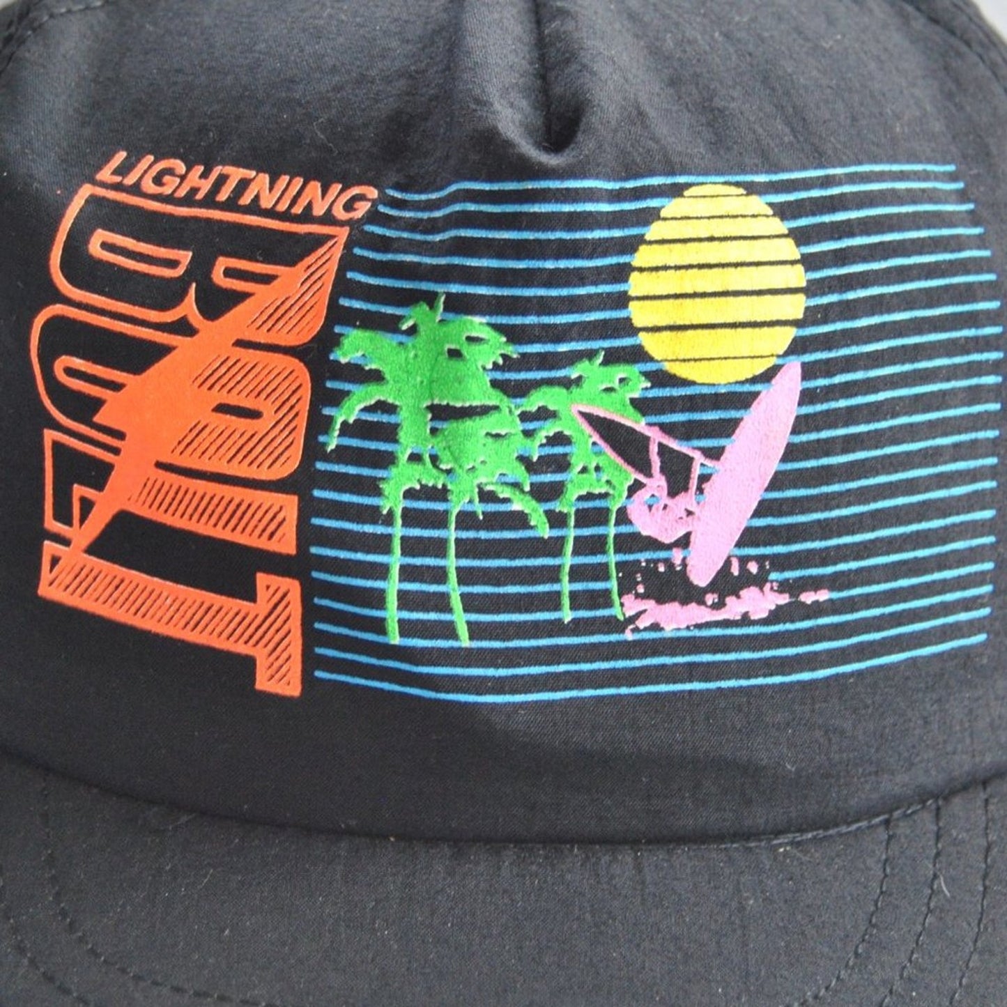 Lighting Bolt Black Vintage Snap Back Hat
