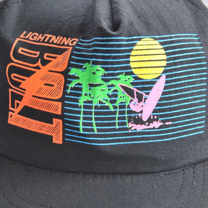 Lighting Bolt Black Vintage Snap Back Hat