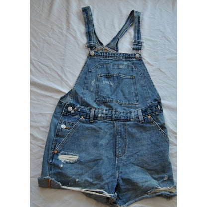 Wild Fable Blue Denim Jean Overalls Shorts Large