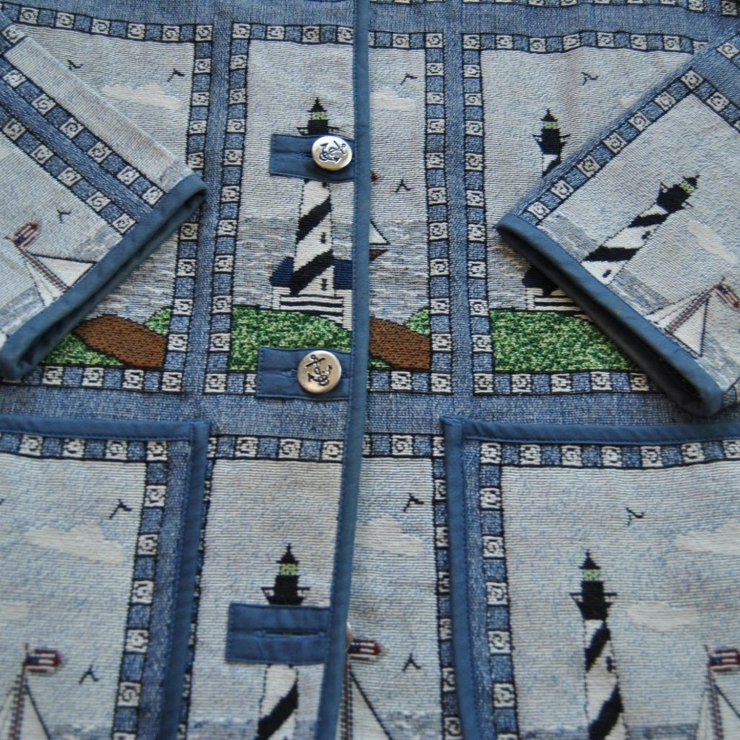 Blair Lighthouse Tapestry X-Large Blue Vintage Blazer