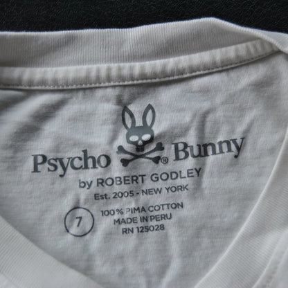 Psycho Bunny Size: 7 X-Large White, Black, & Blue Short Sleeve Shirt