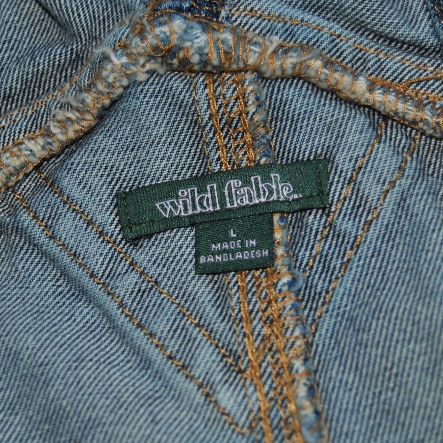 Wild Fable Blue Denim Jean Overalls Shorts Large