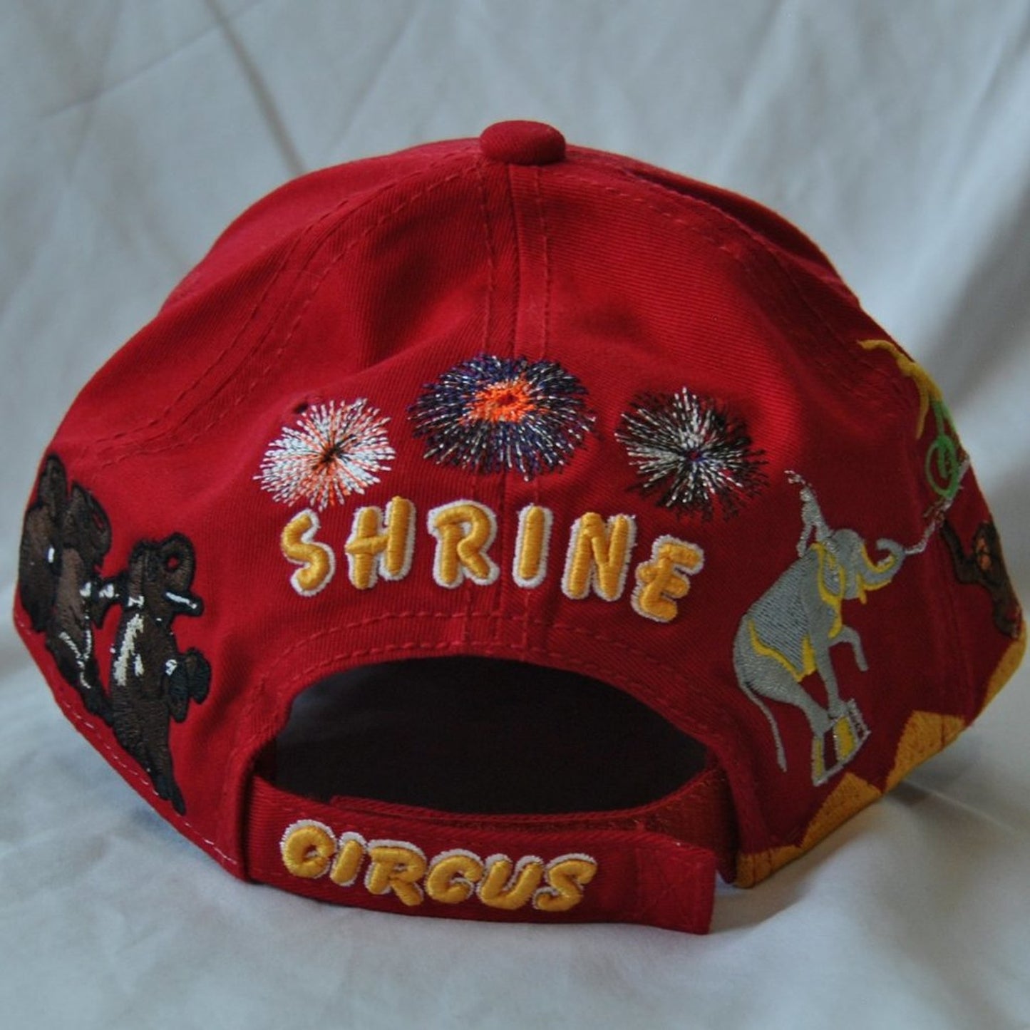 Syria Shrine Circus Vintage Red Embroidered Hat w/ Adjustable Strap