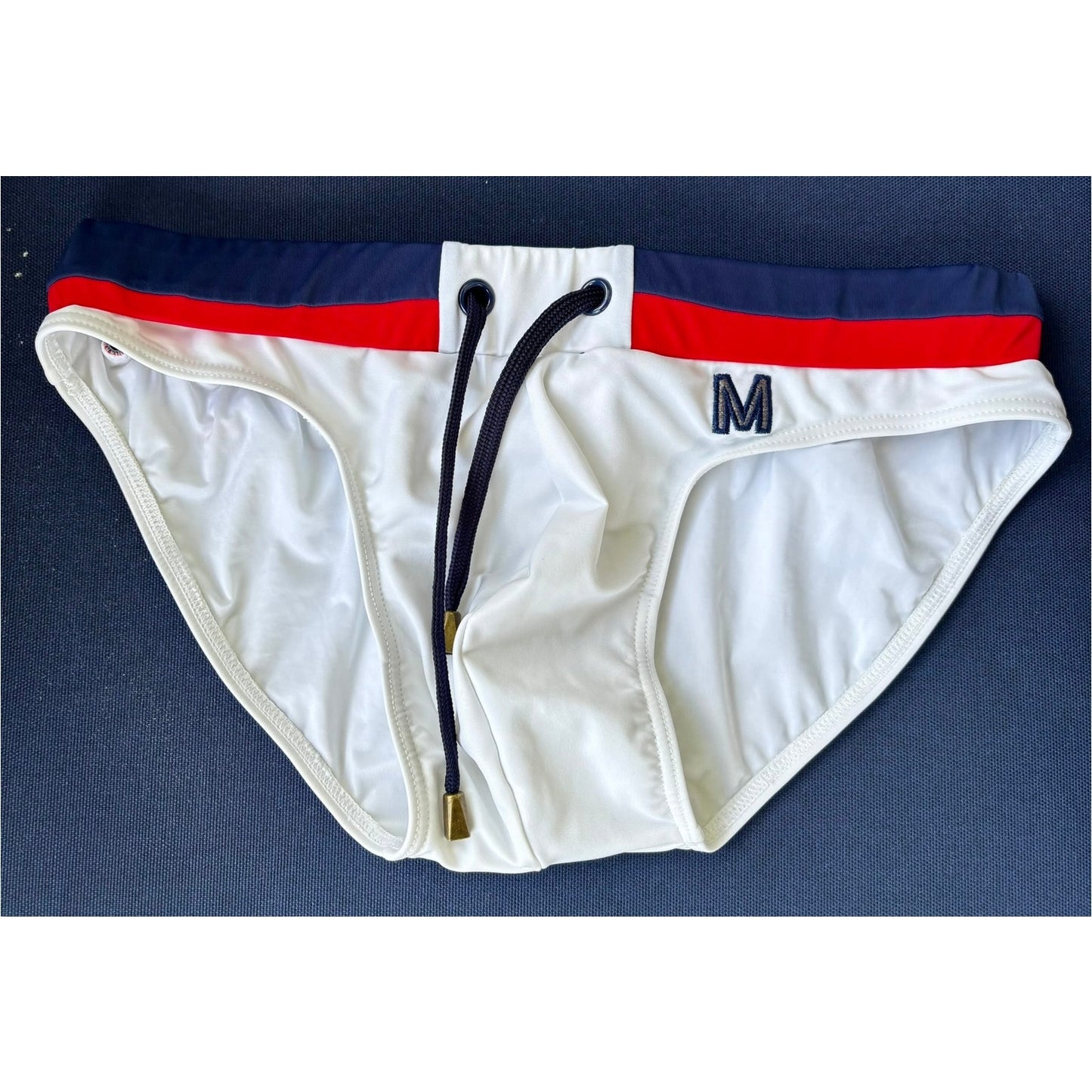 Marcuse White w/ Red & Blue Accent Brief Size: Medium