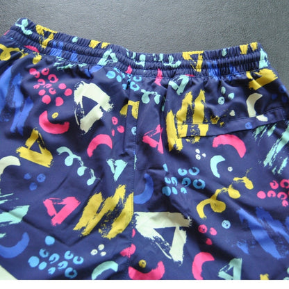 Maamgic Blue Pattern 2 in 1 Stretch Short Lined Gym Shorts