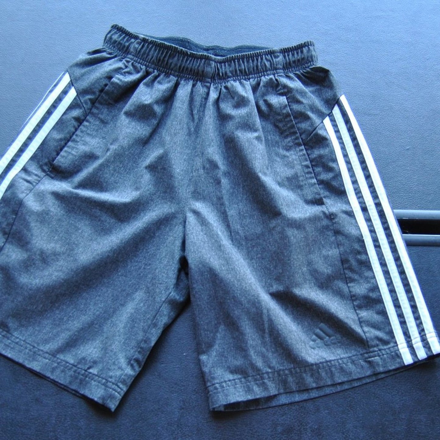 Adidas Small Gray w/ White Stripes Basketball Shorts