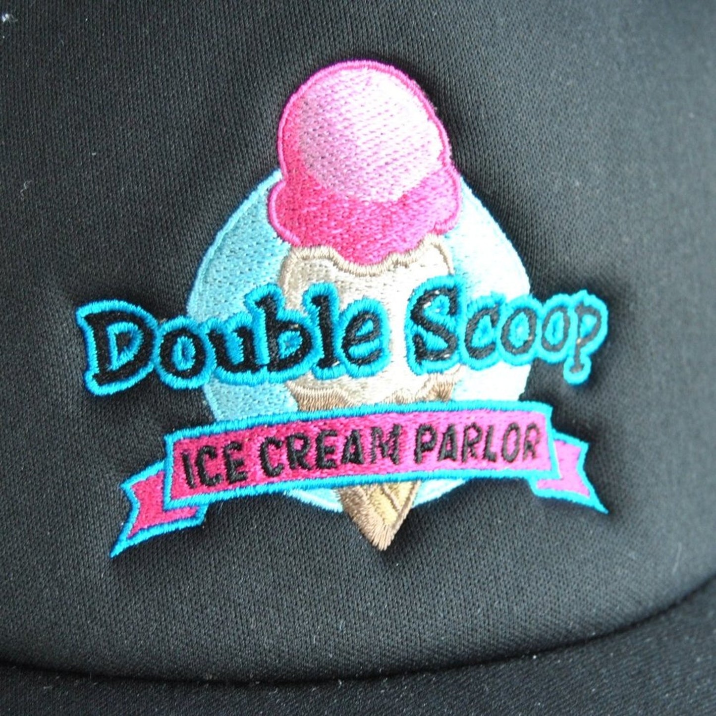 Double Scoop Ice Cream Parlor Black Trucker Hat w/ Adjustable Strap (NWT)