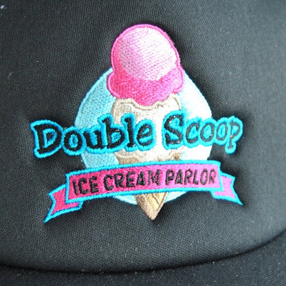 Double Scoop Ice Cream Parlor Black Trucker Hat w/ Adjustable Strap (NWT)