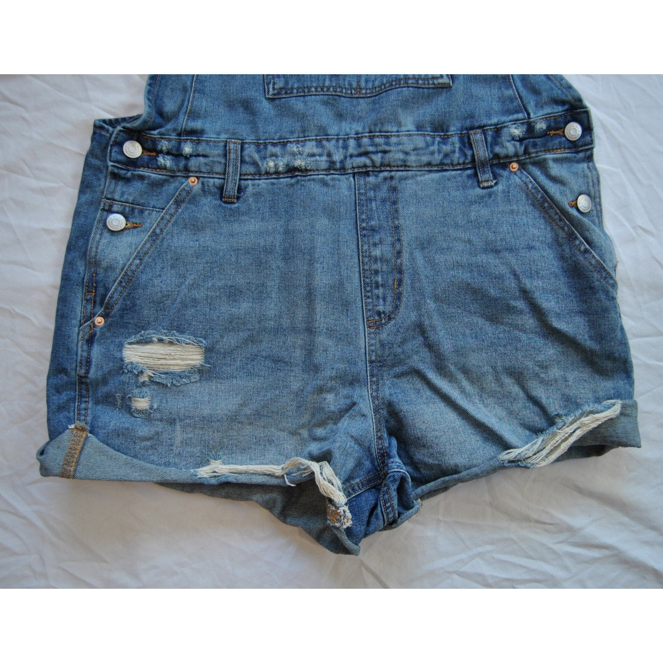 Wild Fable Blue Denim Jean Overalls Shorts Large