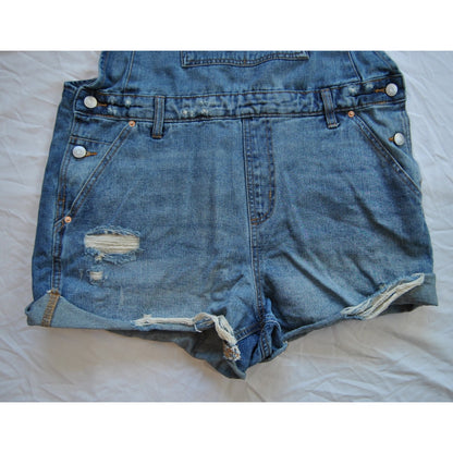 Wild Fable Blue Denim Jean Overalls Shorts Large