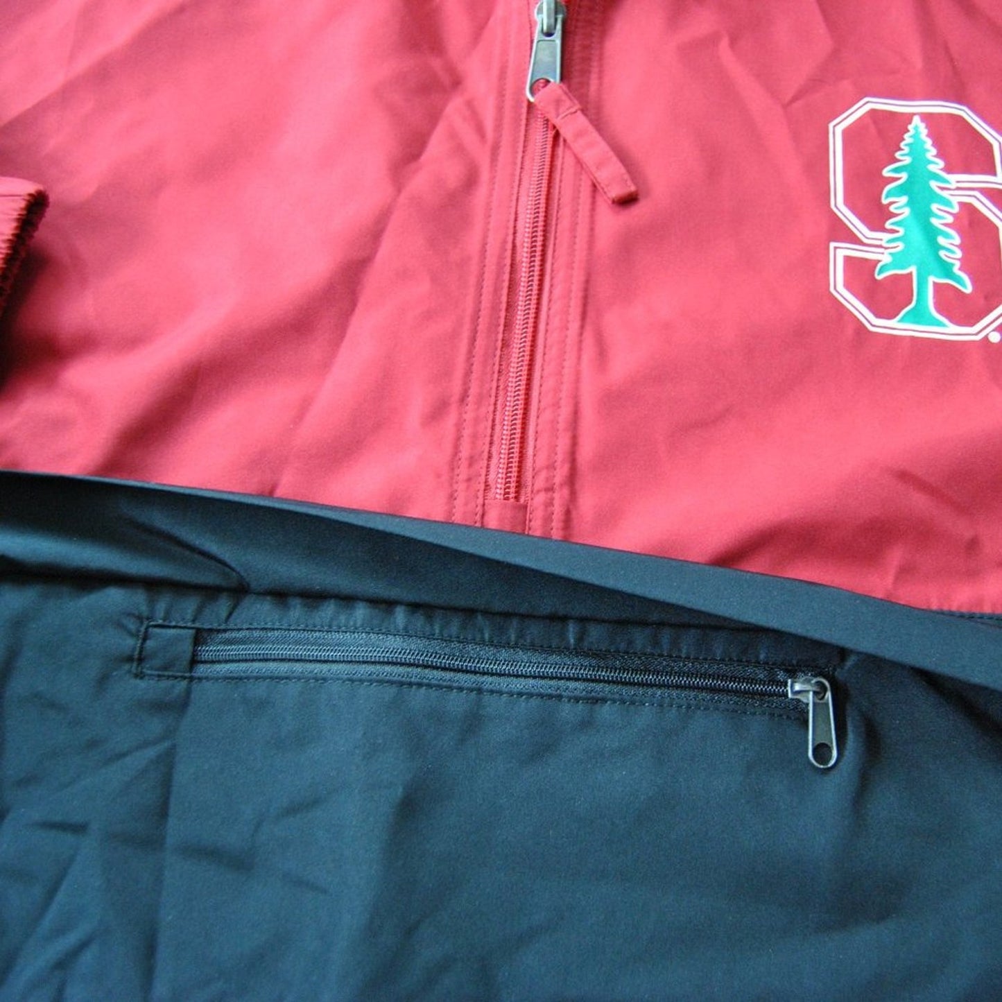 Stanford University XXL Champion Windbreaker Hoodie w/ Pockets Red & Black