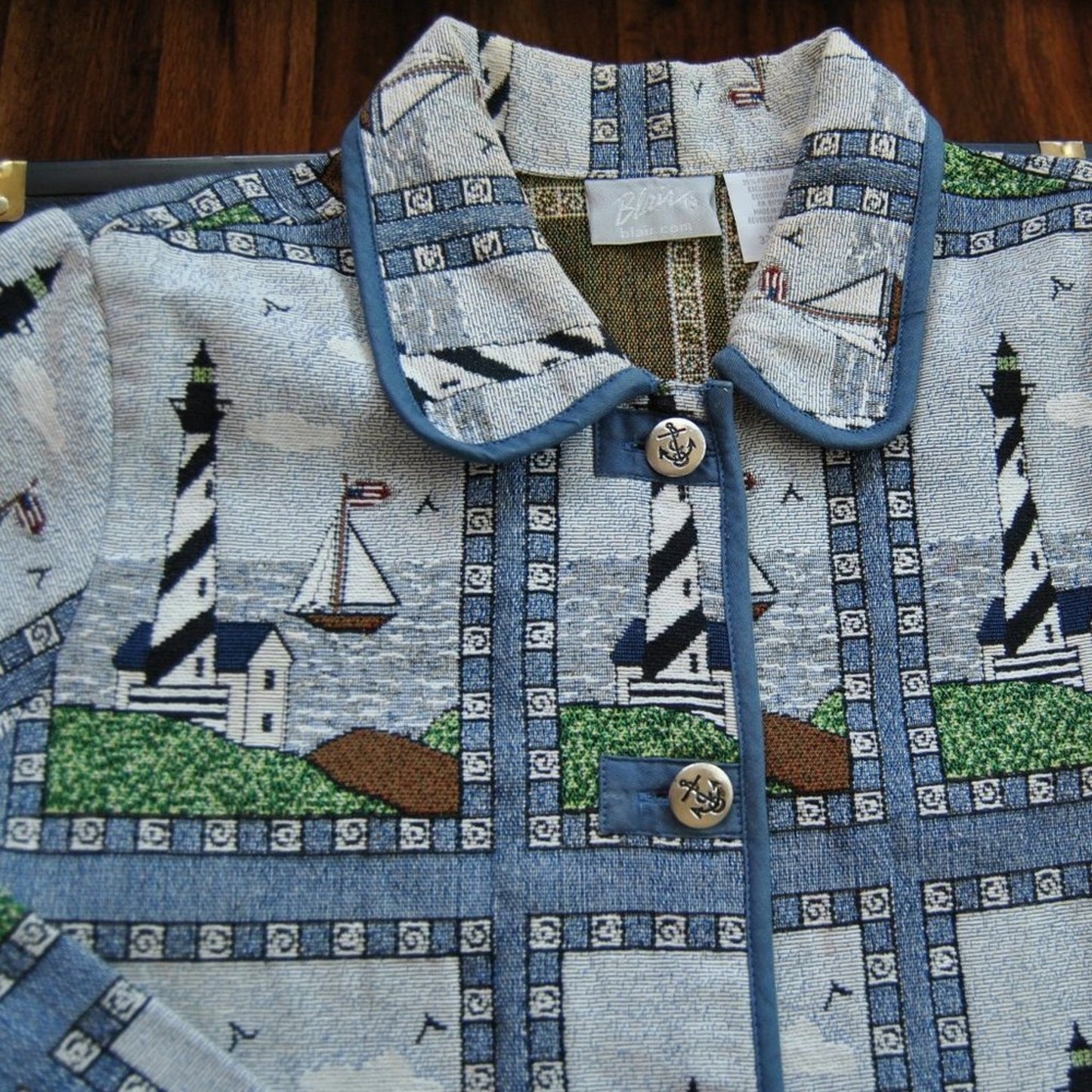 Blair Lighthouse Tapestry X-Large Blue Vintage Blazer
