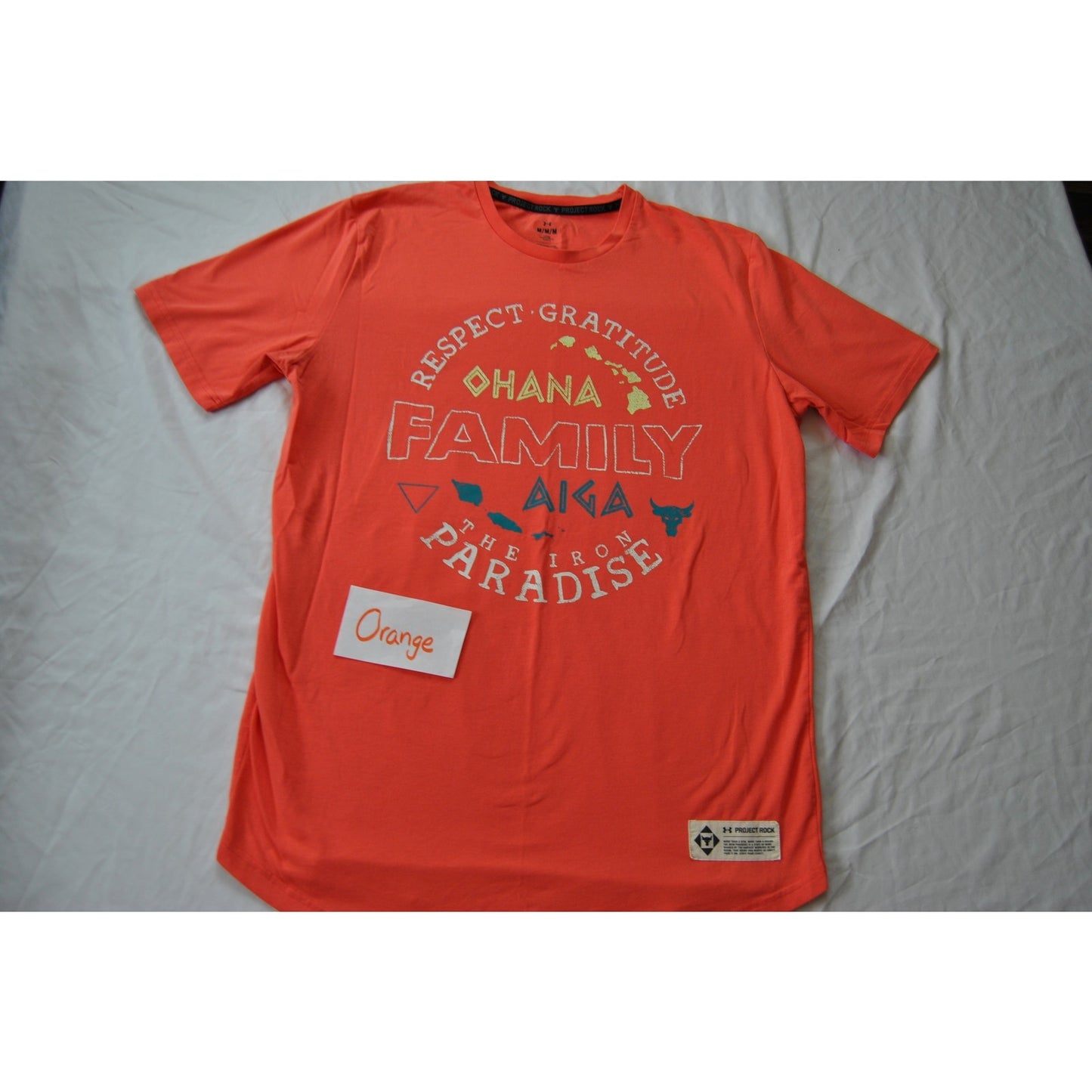 Project Rock Medium Orange Ohana Short Sleeve Shirt
