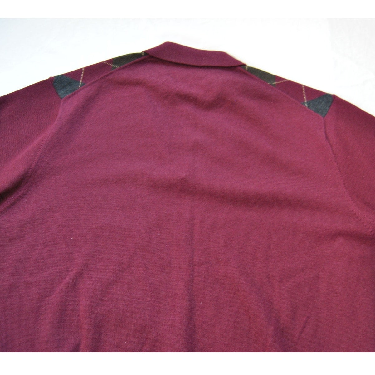 Brooks Brothers Maroon Diamond Plaid Polo Long Sleeve Sweater X-Large