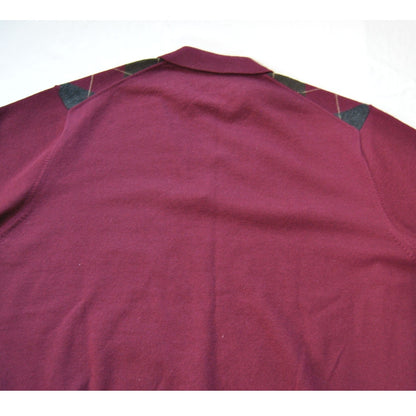 Brooks Brothers Maroon Diamond Plaid Polo Long Sleeve Sweater X-Large