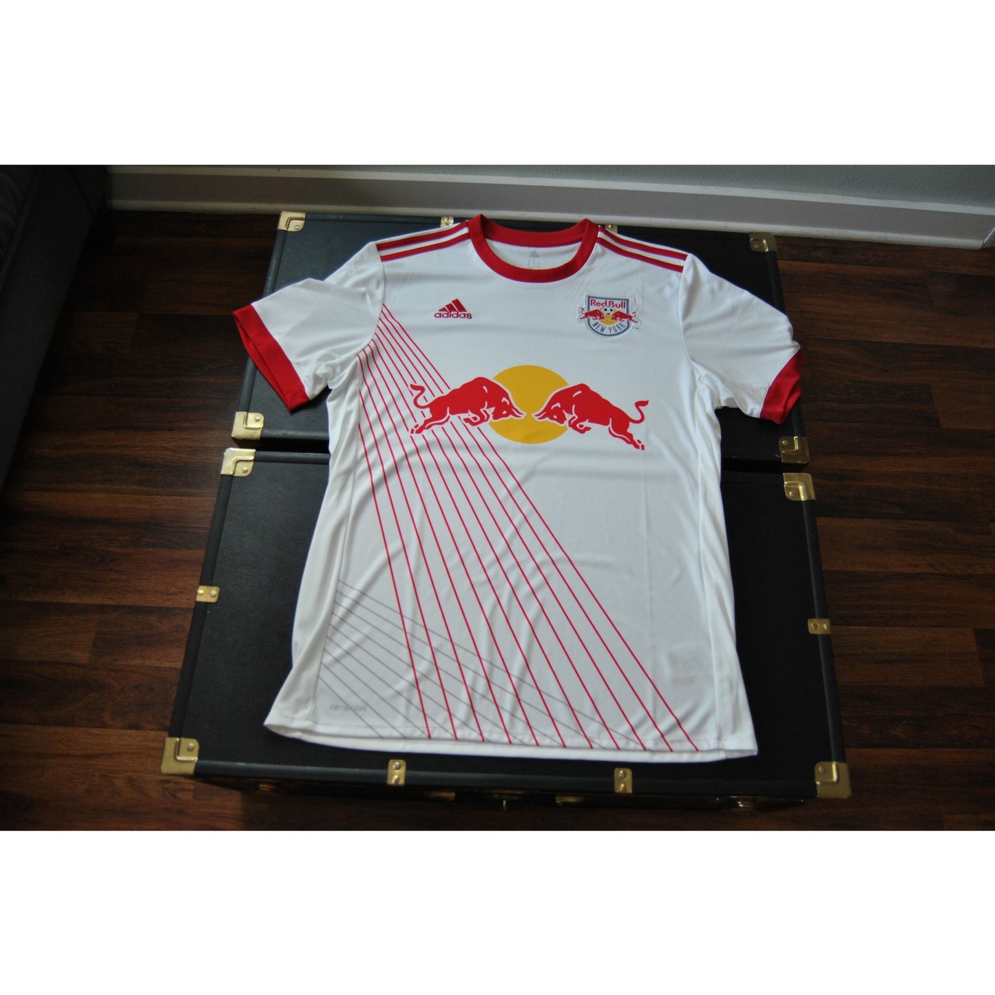 New York Red Bulls MLS Red & White Adidas Jersey Size: Large